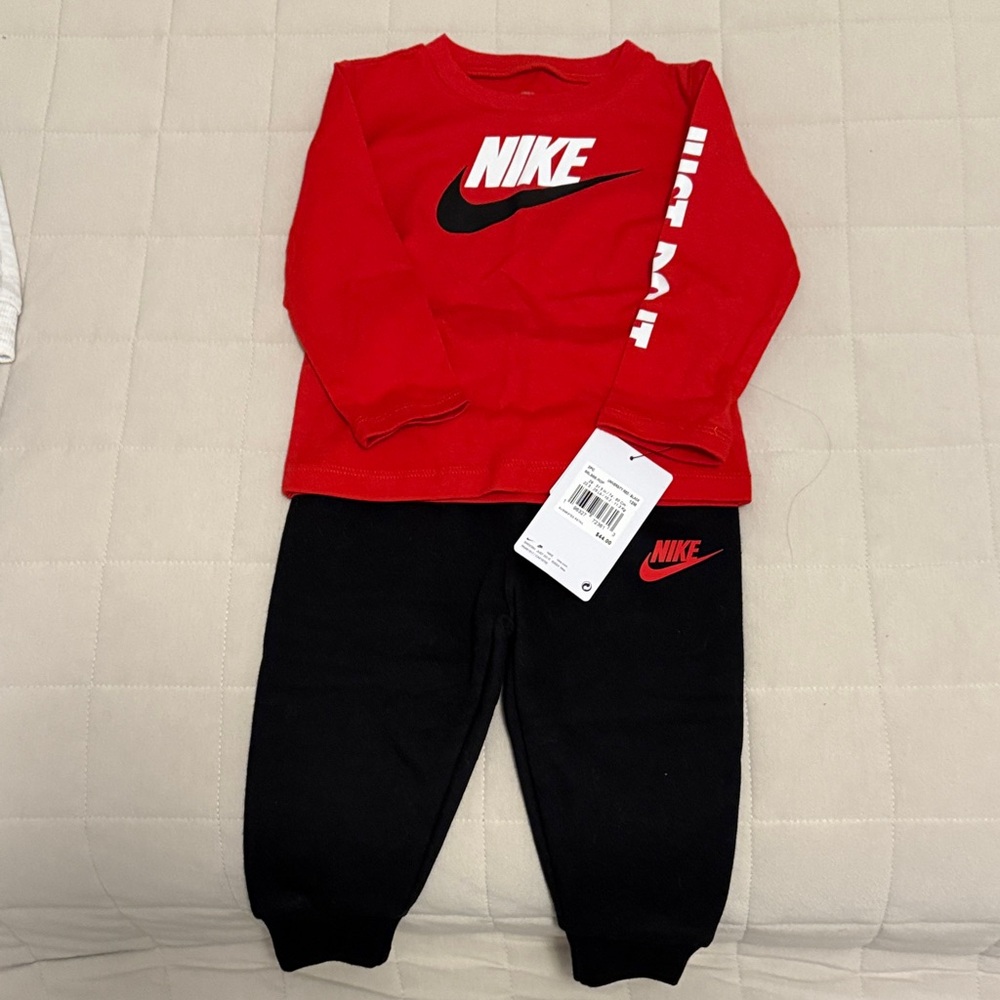 Nike Kids Red and Black Sweatpants Set